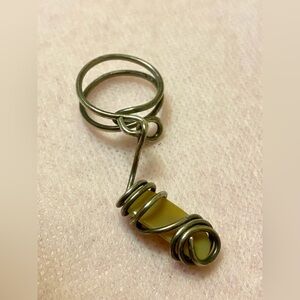 Elegant Wire-Wrapped Yellow Stone Ring